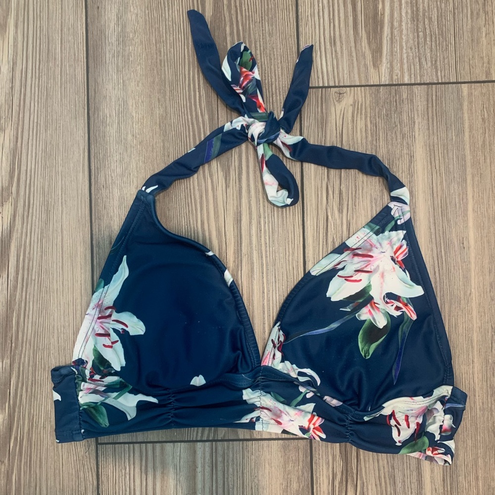 Floral halter neck bikini top